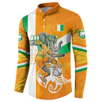 Personalized Ivory Coast Football Button Sweatshirt Elephant Mascot Flag - Comic Style Graphic