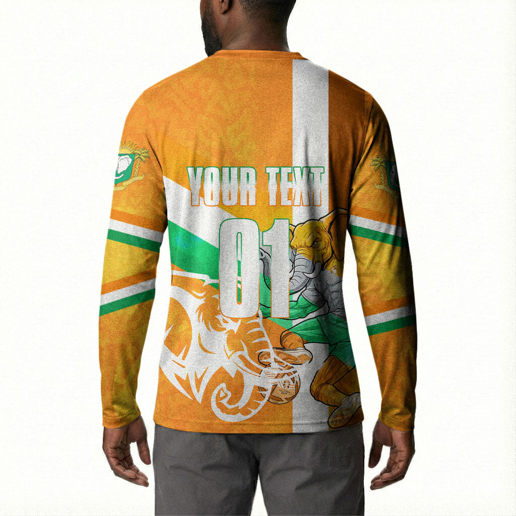 Personalized Ivory Coast Football Button Sweatshirt Elephant Mascot Flag - Comic Style Graphic