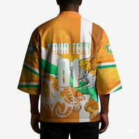 Personalized Ivory Coast Football Kimono Elephant Mascot Flag - Comic Style Graphic