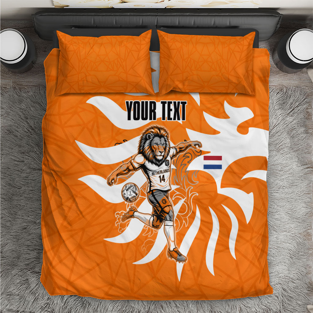 Personalized Netherlands Football Lion Mascot Bedding Set Dutch Orange Flag Windmill Symbol Comic