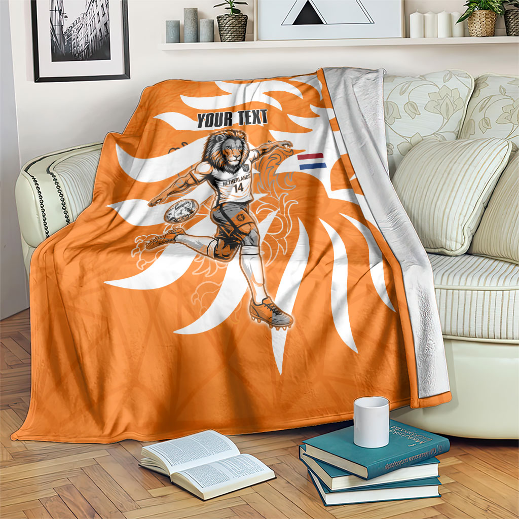 Personalized Netherlands Football Lion Mascot Blanket Dutch Orange Flag Windmill Symbol Comic