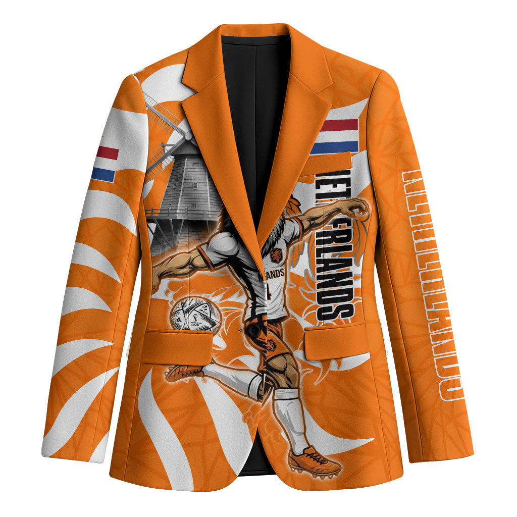 Personalized Netherlands Football Lion Mascot Blazer Dutch Orange Flag Windmill Symbol Comic
