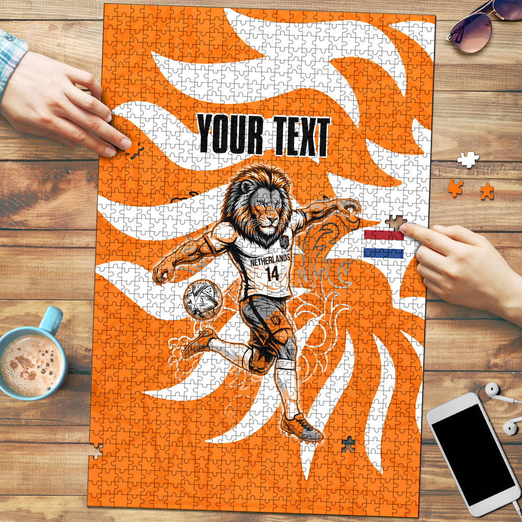 Personalized Netherlands Football Lion Mascot Puzzle Dutch Orange Flag Windmill Symbol Comic