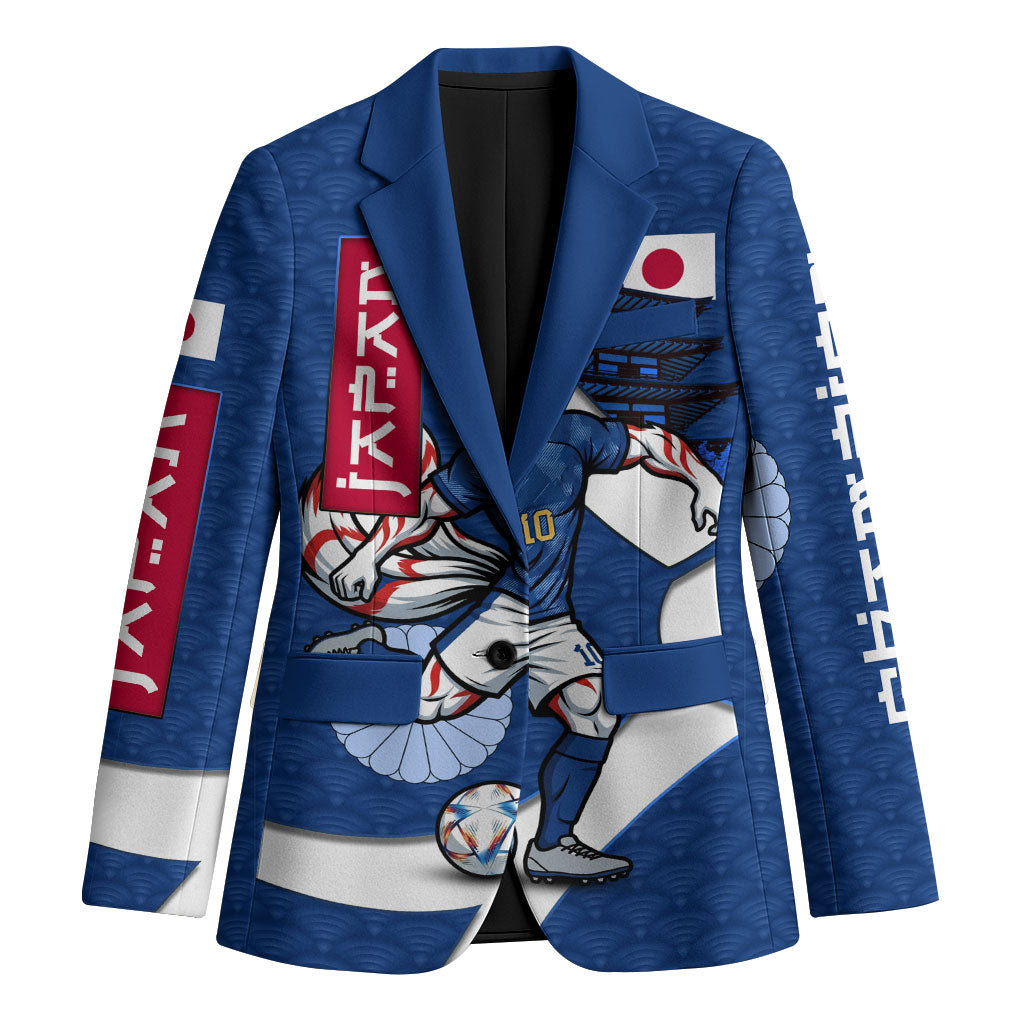 Personalized Japan Football Kitsune Mascot Blazer Japanese Pagoda Kitsune Mask Blue Samurai Style