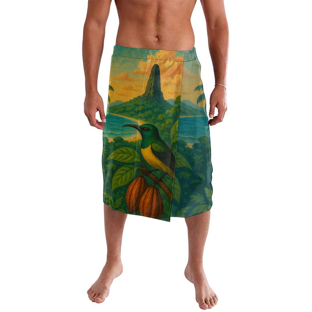 Sao Tome and Principe Tropical Island Lavalava with Bird and Cocoa Forest Print