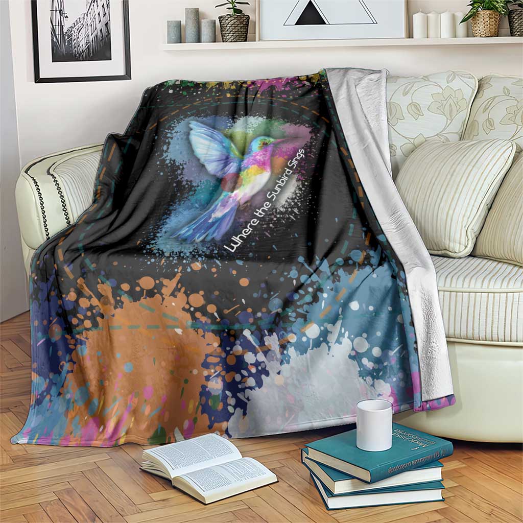 Where the Sunbird Sings Blanket with Sao Tome and Principe Flag and Color Splash Art