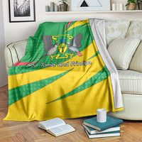 Green and yellow national emblem blanket with coat of arms and eagle wings