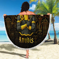 Anubis Egypt Beach Blanket with Ancient Hieroglyph Pharaoh Spirit