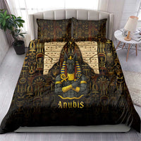 Anubis Egypt Bedding Set with Ancient Hieroglyph Pharaoh Spirit