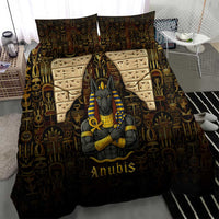 Anubis Egypt Bedding Set with Ancient Hieroglyph Pharaoh Spirit