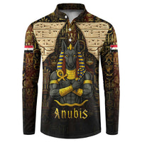 Anubis Egypt Button Sweatshirt with Ancient Hieroglyph Pharaoh Spirit