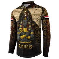 Anubis Egypt Button Sweatshirt with Ancient Hieroglyph Pharaoh Spirit