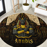Anubis Egypt Round Carpet with Ancient Hieroglyph Pharaoh Spirit