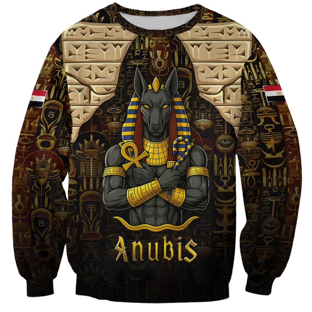 Anubis Egypt Sweatshirt with Ancient Hieroglyph Pharaoh Spirit
