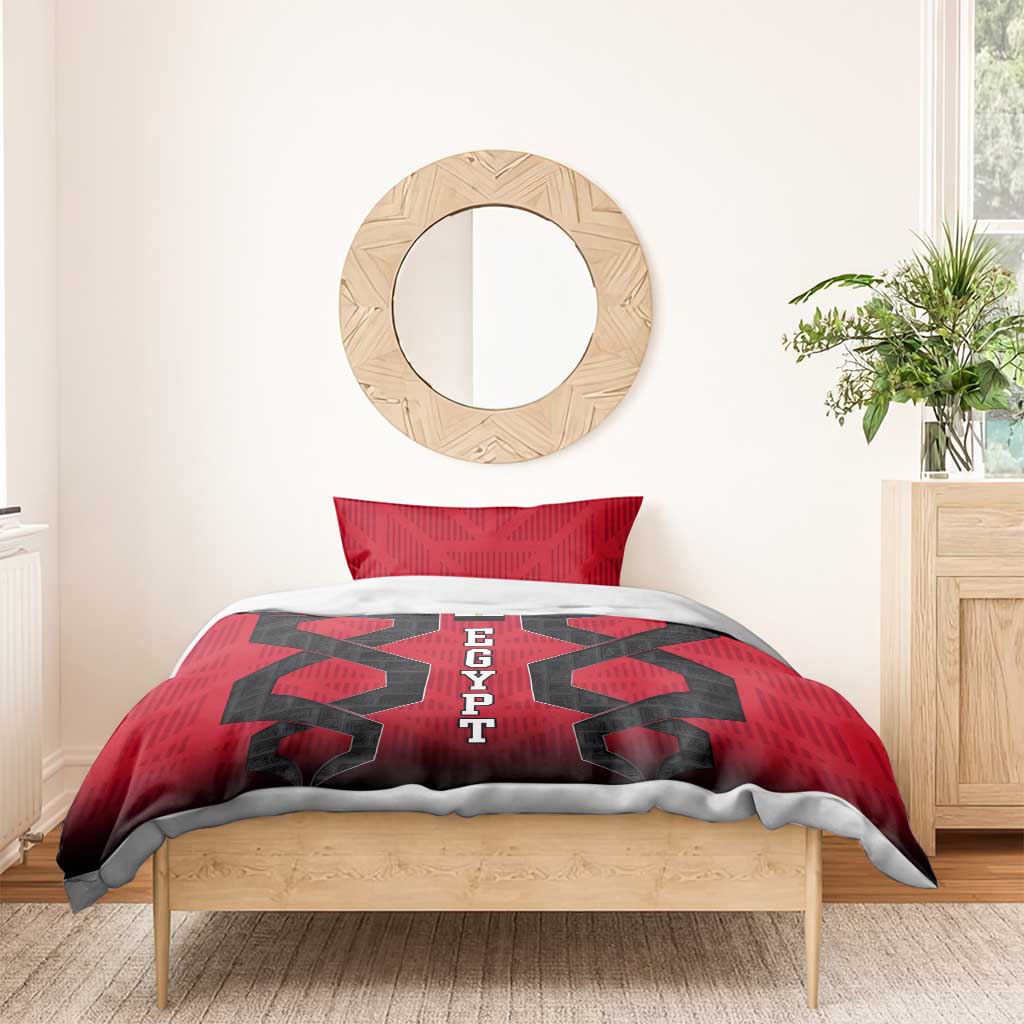 Egypt Flag Emblem Bedding Set with Red Black Bold Spirit