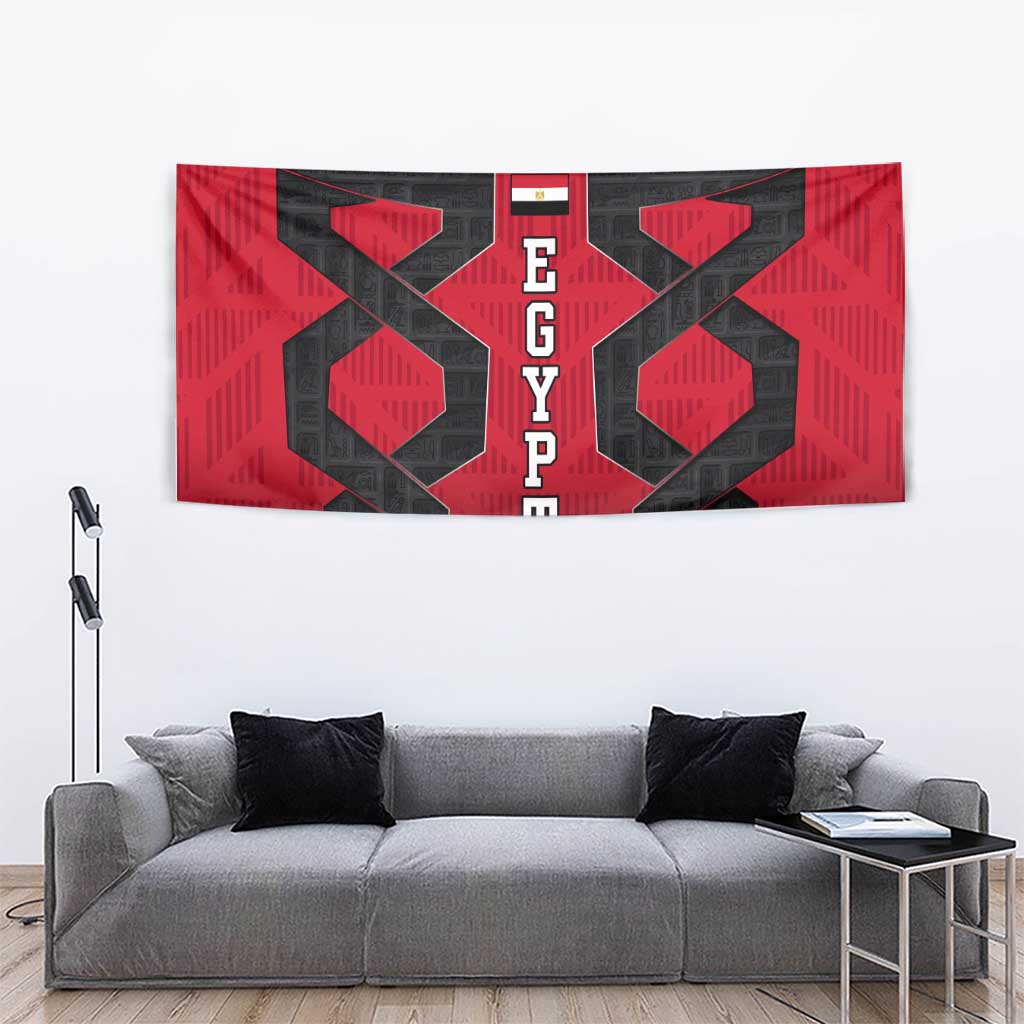 Egypt Flag Emblem Tapestry with Red Black Bold Spirit