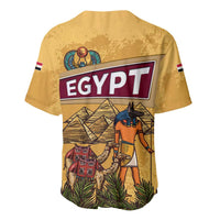 Egyptian Pyramids and Anubis Baseball Jersey with Camel Caravan Desert
