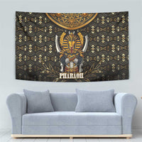 Pharaoh King Tut Egypt Tapestry with Hieroglyphic Gold Pattern