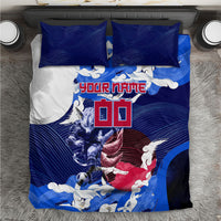 Personalized Japan Football Bedding Set Kitsune Samurai Mascot - Traditional Wave Heritage