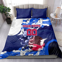 Personalized Japan Football Bedding Set Kitsune Samurai Mascot - Traditional Wave Heritage
