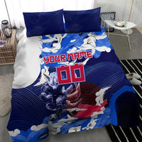 Personalized Japan Football Bedding Set Kitsune Samurai Mascot - Traditional Wave Heritage