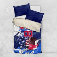Personalized Japan Football Bedding Set Kitsune Samurai Mascot - Traditional Wave Heritage