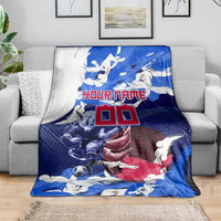 Personalized Japan Football Blanket Kitsune Samurai Mascot - Traditional Wave Heritage