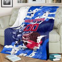 Personalized Japan Football Blanket Kitsune Samurai Mascot - Traditional Wave Heritage
