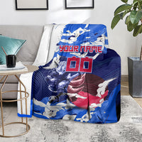 Personalized Japan Football Blanket Kitsune Samurai Mascot - Traditional Wave Heritage