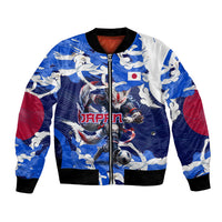 Personalized Japan Football Bomber Jacket Kitsune Samurai Mascot - Traditional Wave Heritage