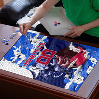 Personalized Japan Football Puzzle Kitsune Samurai Mascot - Traditional Wave Heritage