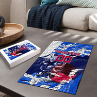 Personalized Japan Football Puzzle Kitsune Samurai Mascot - Traditional Wave Heritage