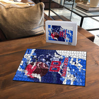 Personalized Japan Football Puzzle Kitsune Samurai Mascot - Traditional Wave Heritage