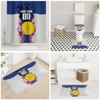 Personalized Japan Football Kitsune Mascot Bathroom Set Samurai Blue Chrysanthemum Flame