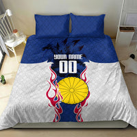 Personalized Japan Football Kitsune Mascot Bedding Set Samurai Blue Chrysanthemum Flame