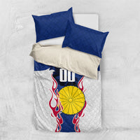 Personalized Japan Football Kitsune Mascot Bedding Set Samurai Blue Chrysanthemum Flame