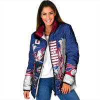 Personalized Japan Football Kitsune Mascot Padded Jacket Samurai Blue Chrysanthemum Flame