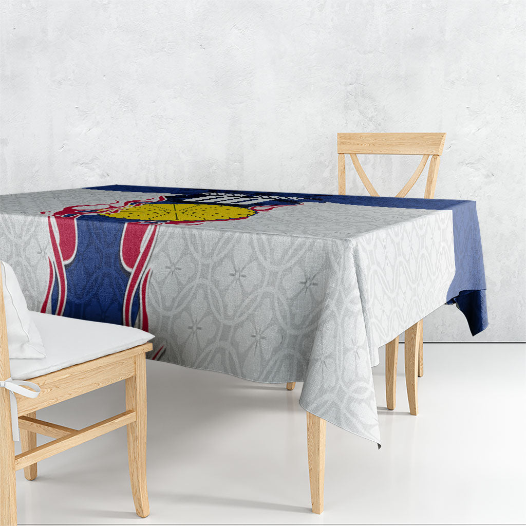 Personalized Japan Football Kitsune Mascot Tablecloth Samurai Blue Chrysanthemum Flame