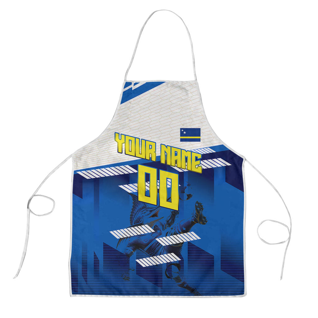 Personalized Curacao Football Apron Marlin Mascot Blue National Flag Accents