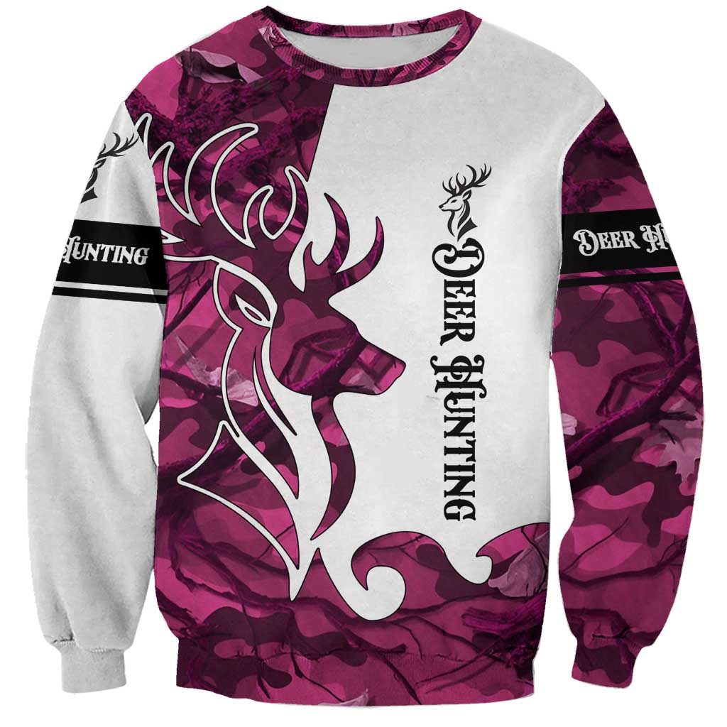 Pink Camo Customize Name Deer Hunting Sweatshirt Tribal Buck Silhouette - Wonder Print Shop