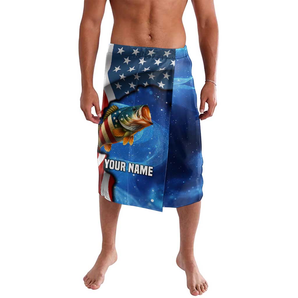 Navy graphic sarong skirt with fish, stars, and custom name text
