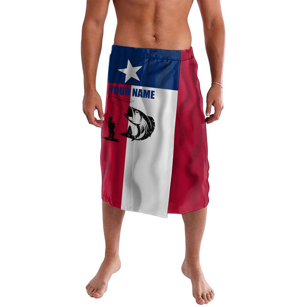 Texas Flag Fishing Lavalava Hook and Fish Illustration and Custom Name Detail - Wonder Print Shop