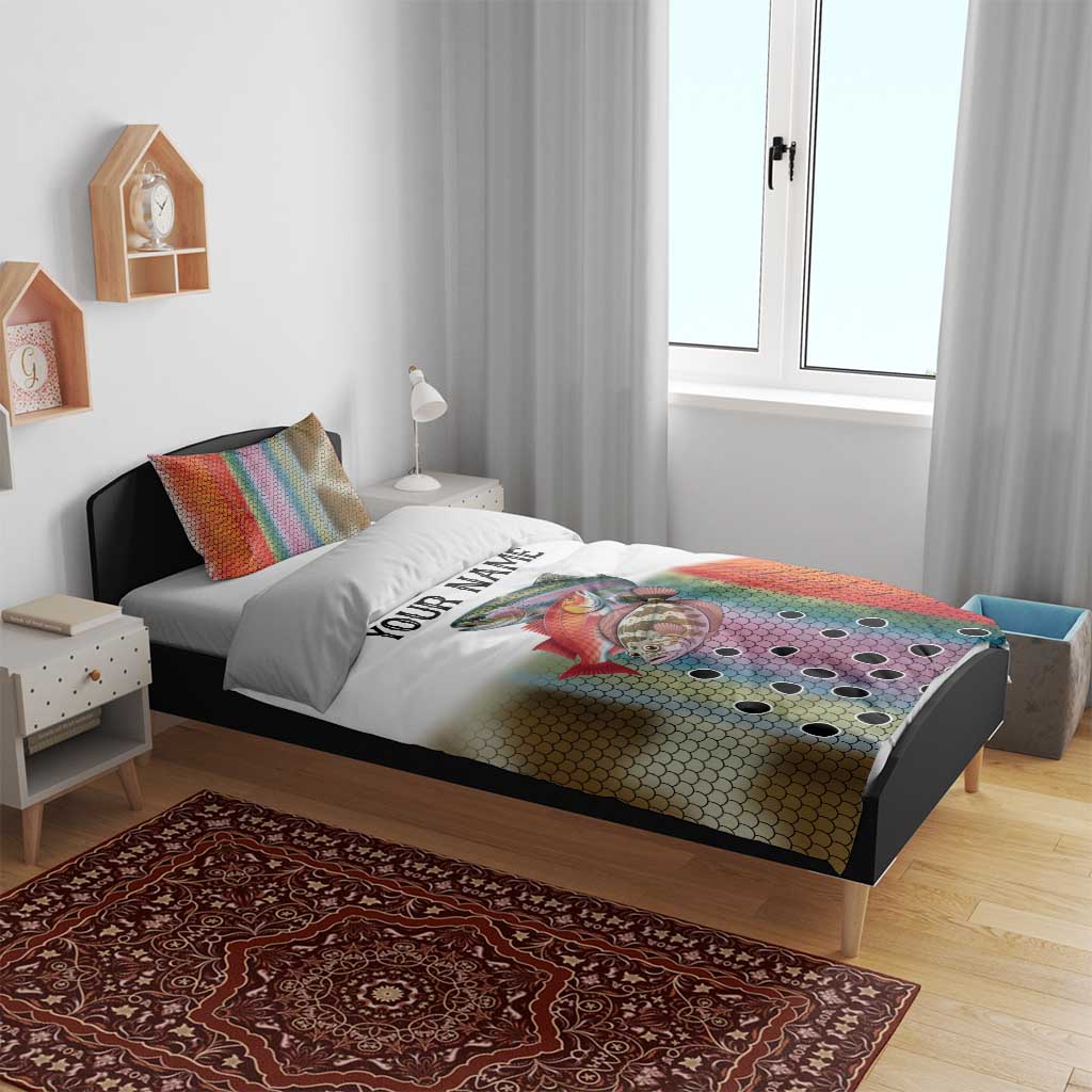 Multicolor Fish Pattern Design Bedding Set Fishing Scaled Texture and Custom Name Print - Wonder Print Shop