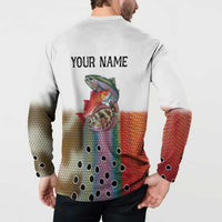 Multicolor Fish Pattern Design Button Sweatshirt Fishing Scaled Texture and Custom Name Print - Wonder Print Shop