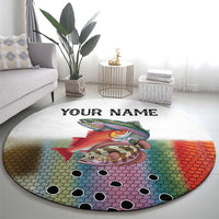 Multicolor Fish Pattern Design Round Carpet Fishing Scaled Texture and Custom Name Print - Wonder Print Shop