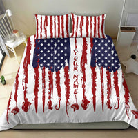 American Flag Fishing Bedding Set Lure and Hook Elements and Custom Name Print - Wonder Print Shop