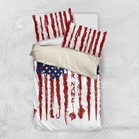 American Flag Fishing Bedding Set Lure and Hook Elements and Custom Name Print - Wonder Print Shop
