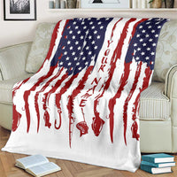 American Flag Fishing Blanket Lure and Hook Elements and Custom Name Print - Wonder Print Shop