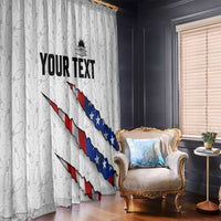 Personalized American Flag Bowling Team Window Curtain Pins and Ball Torn Stripes and Patterned White - Wonder Print Shop
