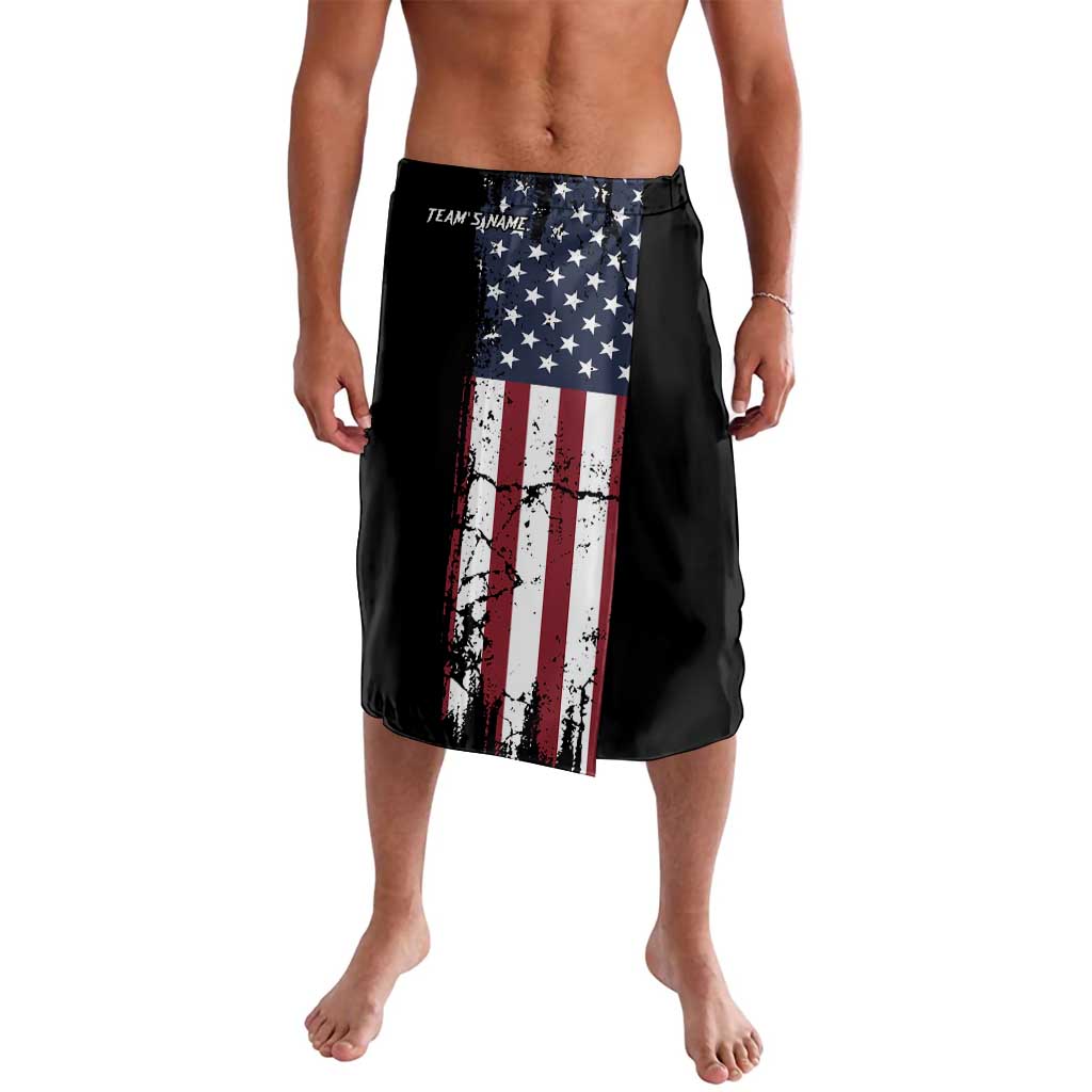 Grunge American Flag Custom Bowling Lavalava Pins Graphic and Team Text Layout Design - Wonder Print Shop
